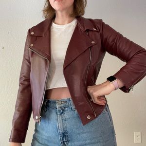 Reformation oxblood leather jacket size M